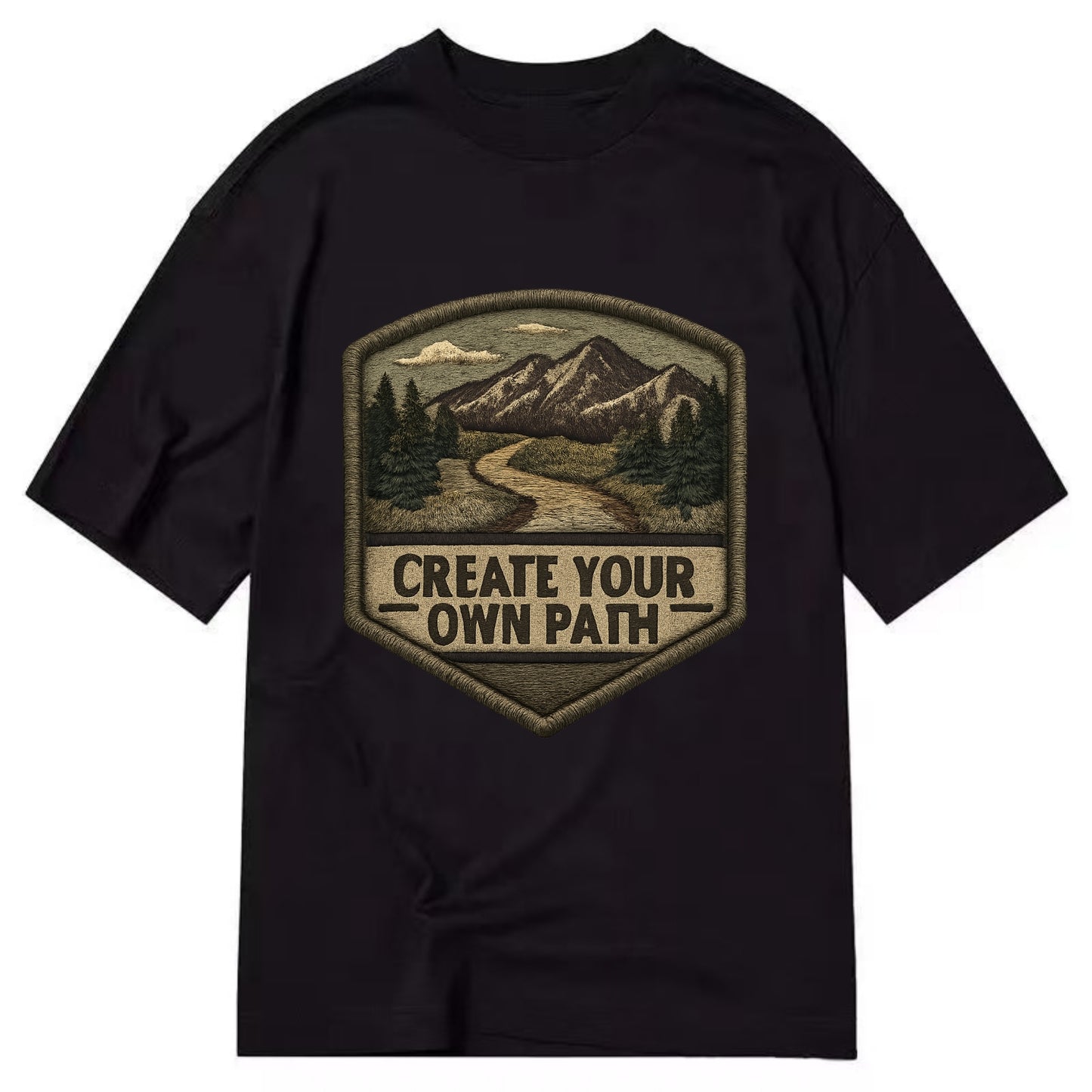 CREATE YOUR OWN PATH - trail with text in brown , independence - Classic T-shirt