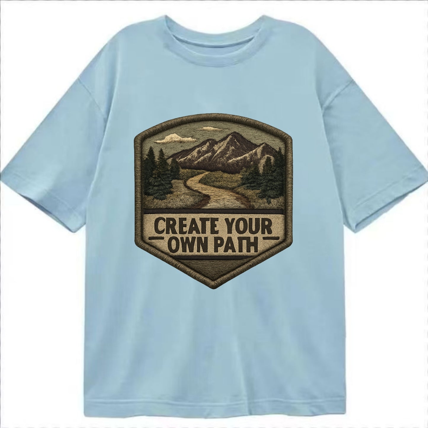 CREATE YOUR OWN PATH - trail with text in brown , independence - Classic T-shirt