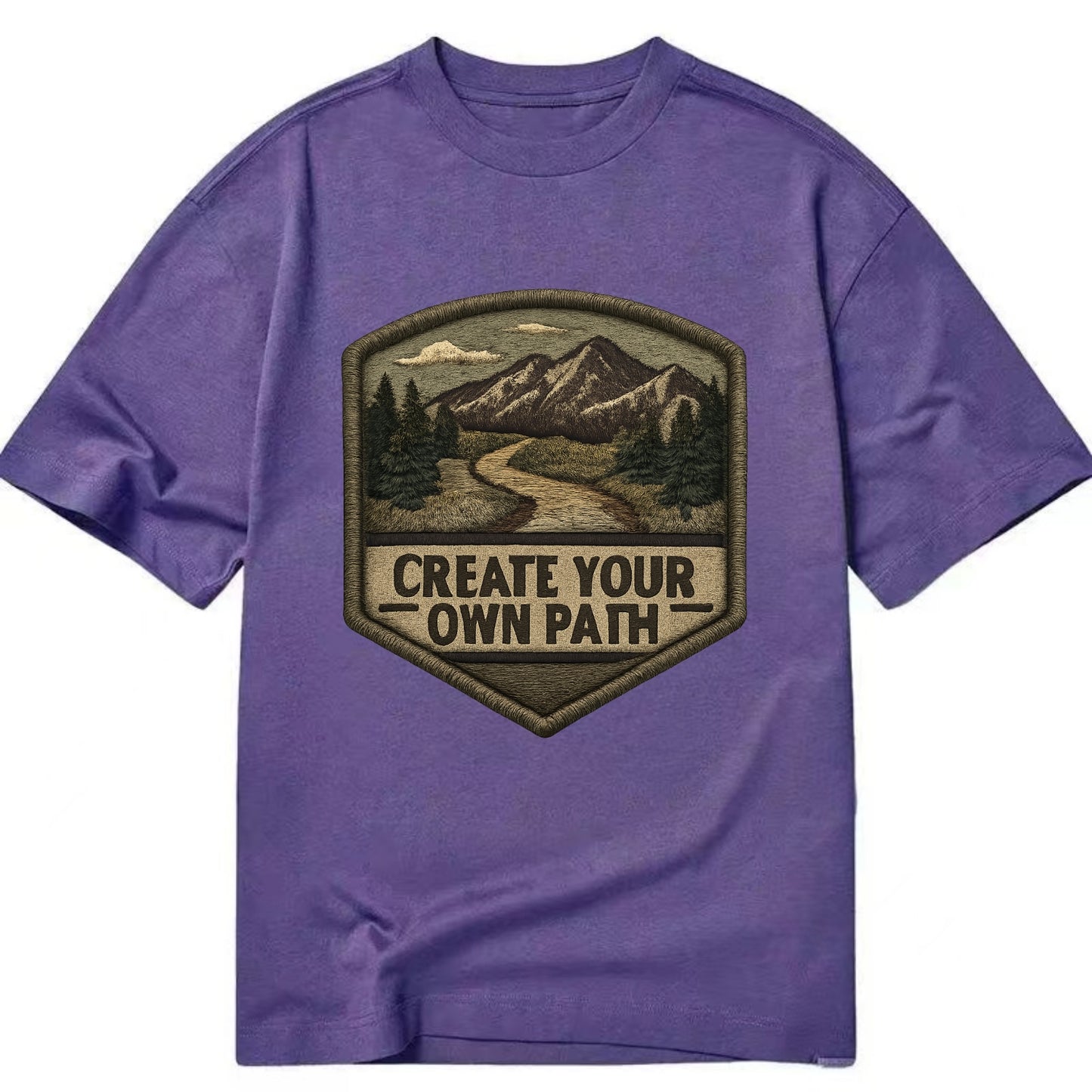 CREATE YOUR OWN PATH - trail with text in brown , independence - Classic T-shirt