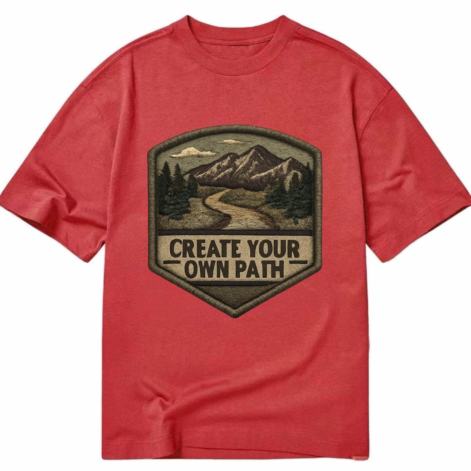 CREATE YOUR OWN PATH - trail with text in brown , independence - Classic T-shirt
