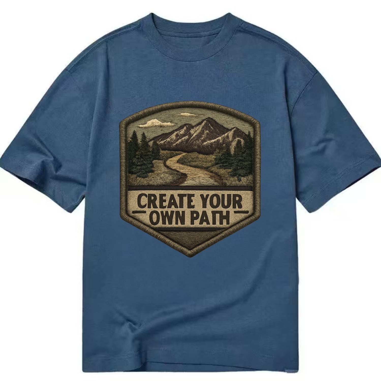 CREATE YOUR OWN PATH - trail with text in brown , independence - Classic T-shirt