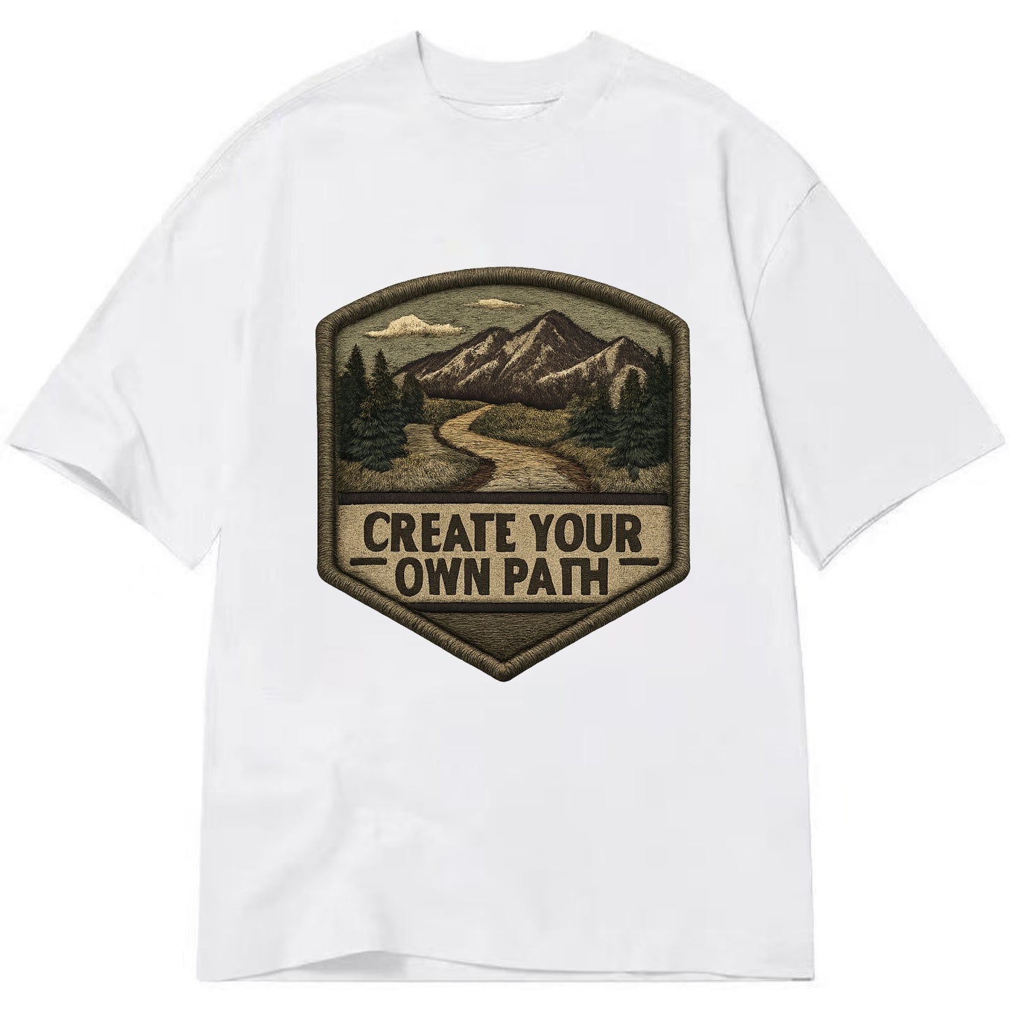CREATE YOUR OWN PATH - trail with text in brown , independence - Classic T-shirt