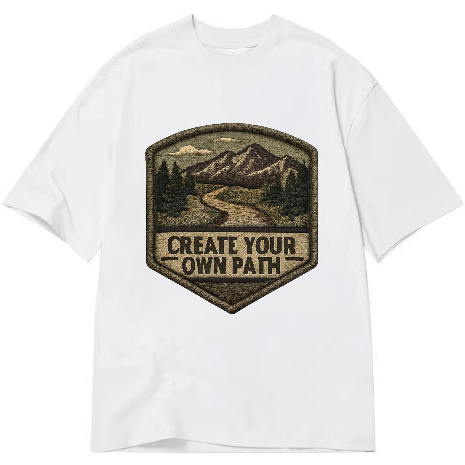 CREATE YOUR OWN PATH - trail with text in brown , independence - Classic T-shirt
