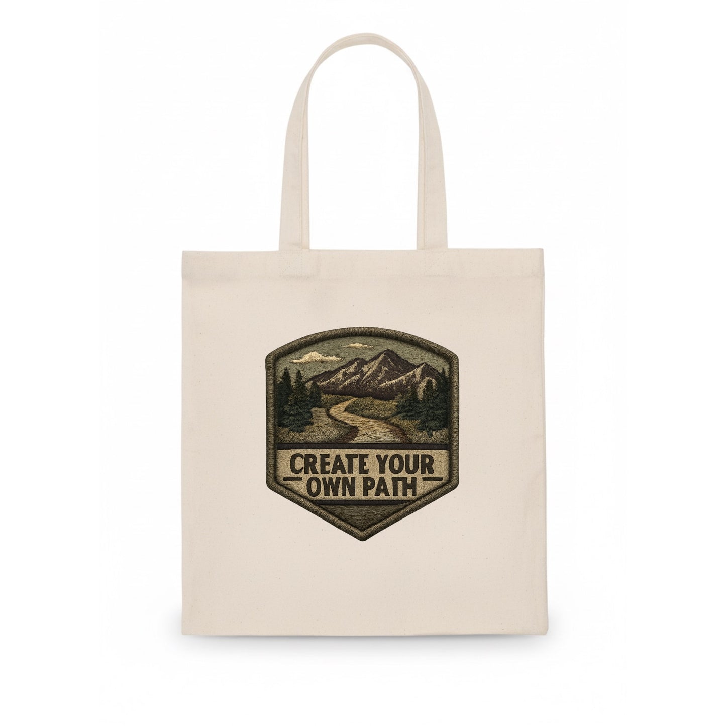 CREATE YOUR OWN PATH - trail with text in brown , independence - Tote Bag