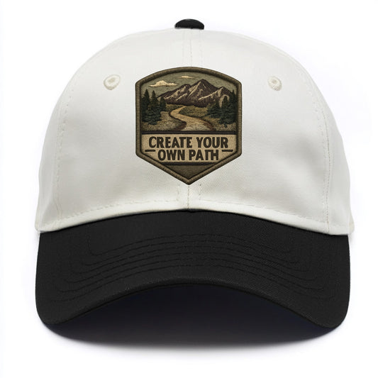 CREATE YOUR OWN PATH - trail with text in brown , independence - Two Tone Cap