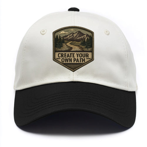 CREATE YOUR OWN PATH - trail with text in brown , independence - Two Tone Cap