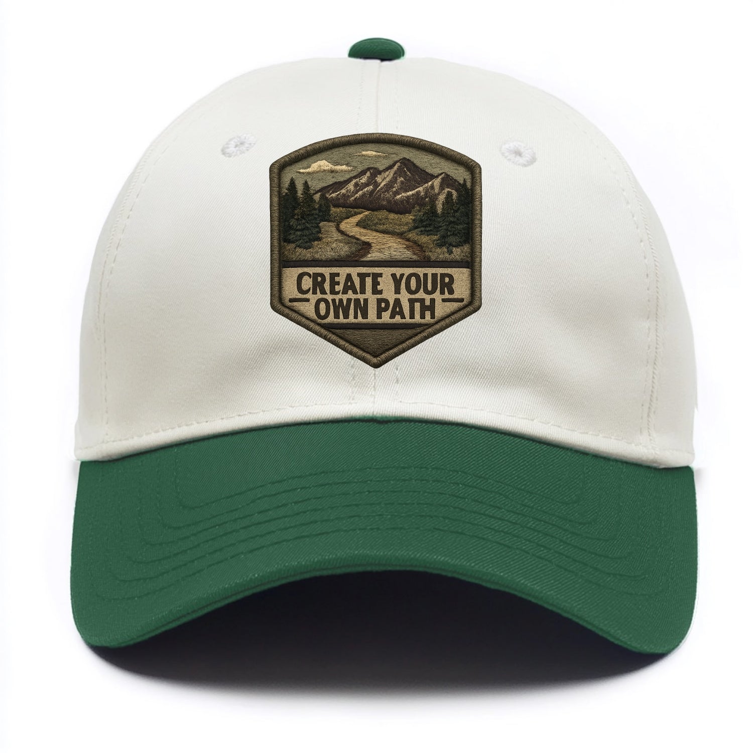 CREATE YOUR OWN PATH - trail with text in brown , independence - Two Tone Cap