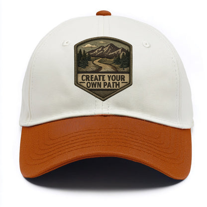 CREATE YOUR OWN PATH - trail with text in brown , independence - Two Tone Cap