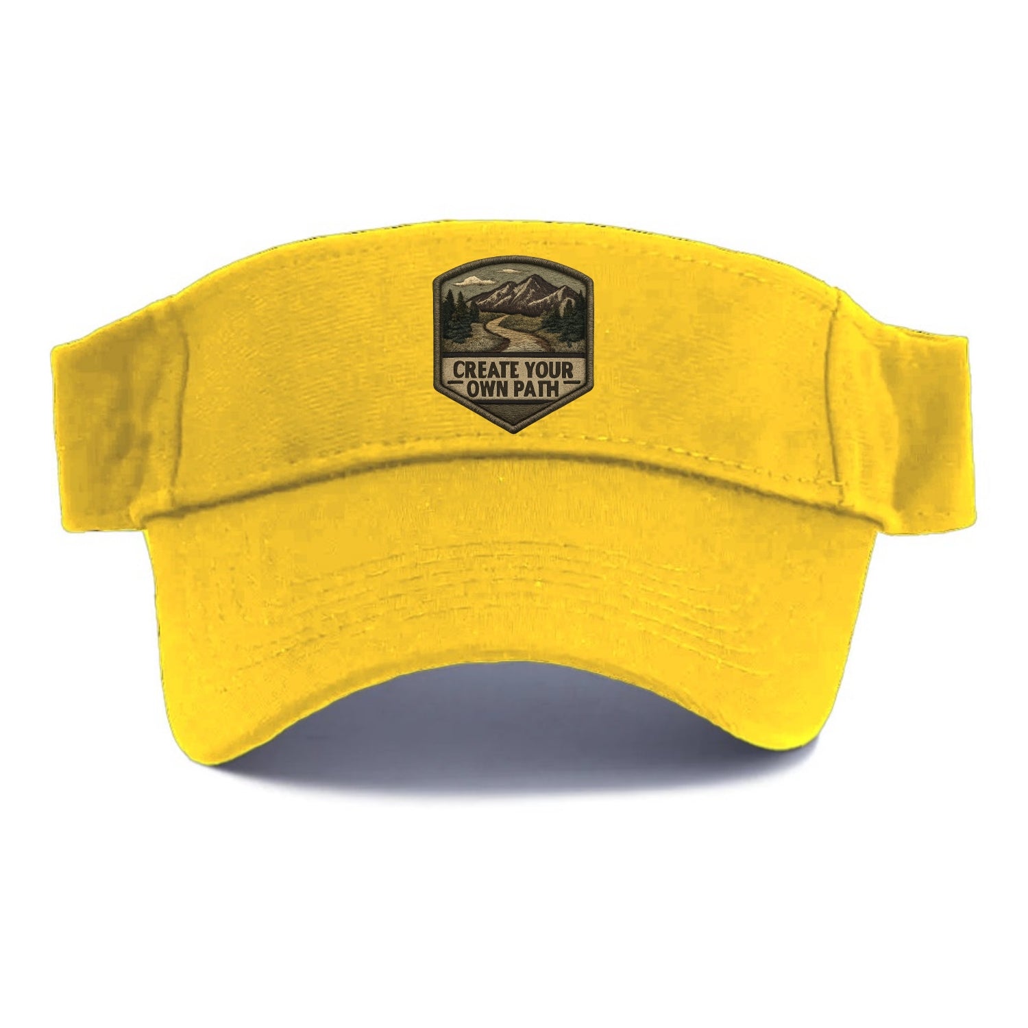 CREATE YOUR OWN PATH - trail with text in brown , independence - Visor