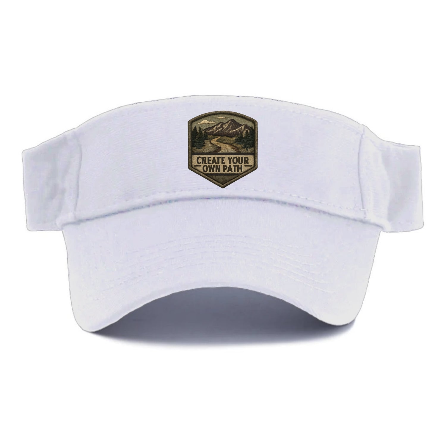 CREATE YOUR OWN PATH - trail with text in brown , independence - Visor