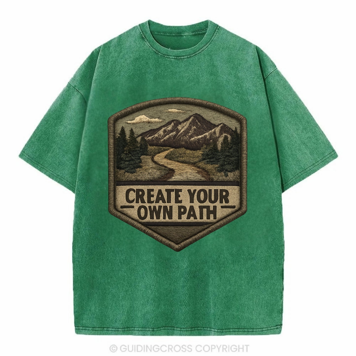 CREATE YOUR OWN PATH - trail with text in brown , independence - Vintage T-shirt