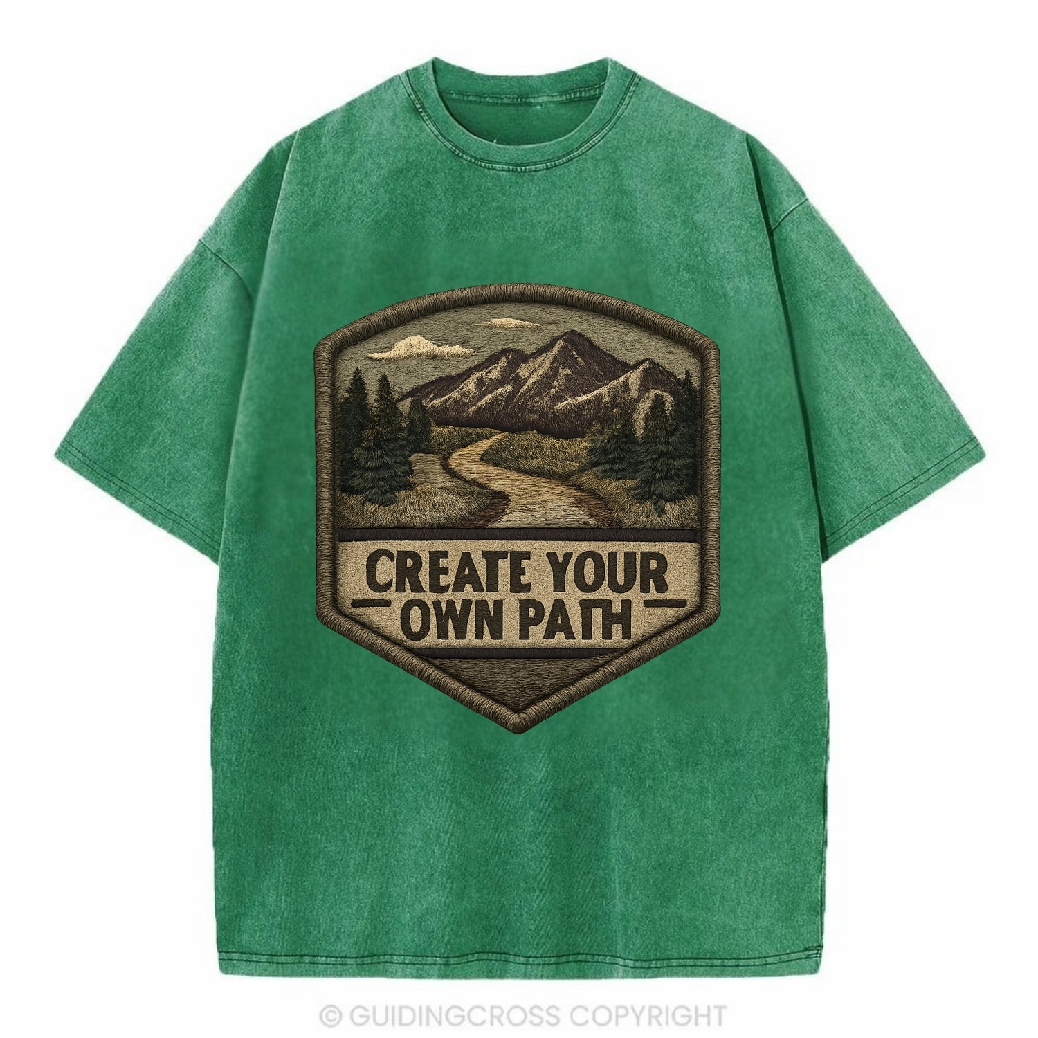CREATE YOUR OWN PATH - trail with text in brown , independence - Vintage T-shirt