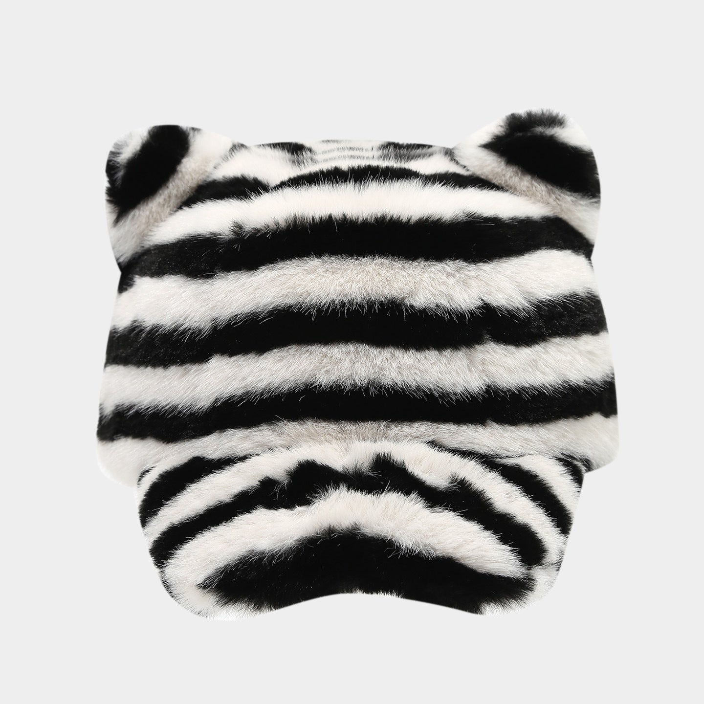 Cozy Zebra Cat Ear Plush Baseball Cap