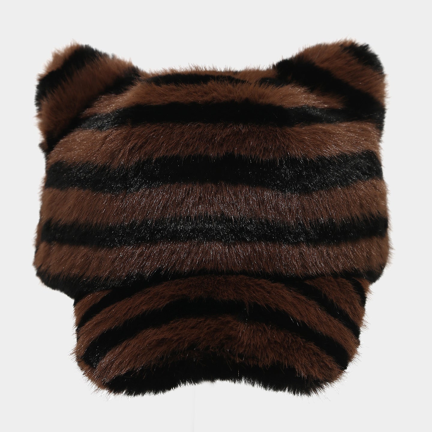 Cozy Zebra Cat Ear Plush Baseball Cap