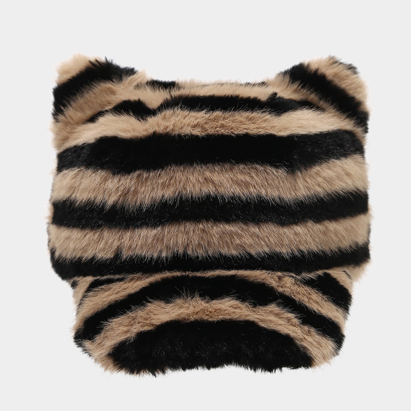Cozy Zebra Cat Ear Plush Baseball Cap