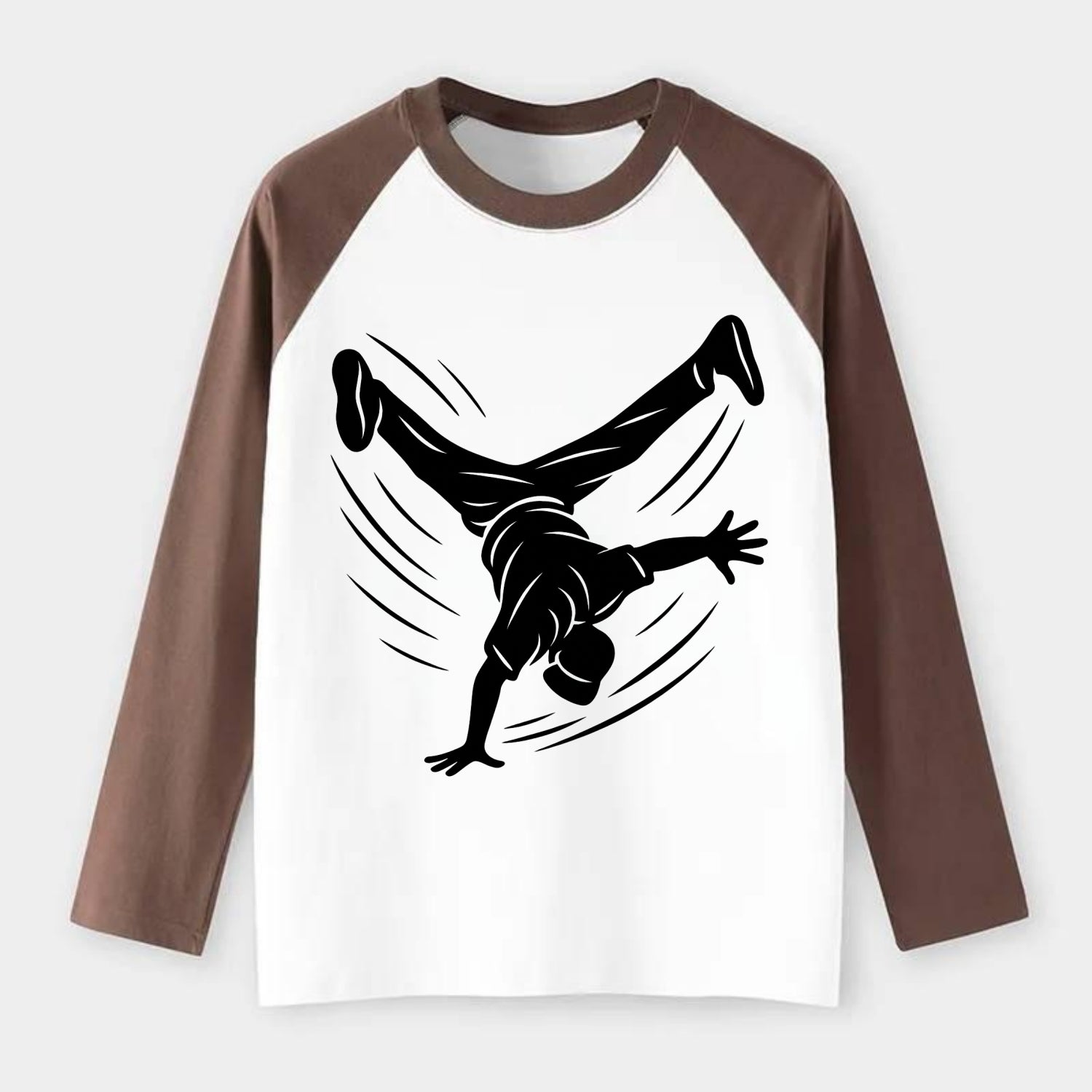 Breakdancer windmill move - Raglan Long Sleeve T-Shirt - Coffee