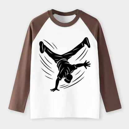 Breakdancer windmill move - Raglan Long Sleeve T-Shirt - Coffee