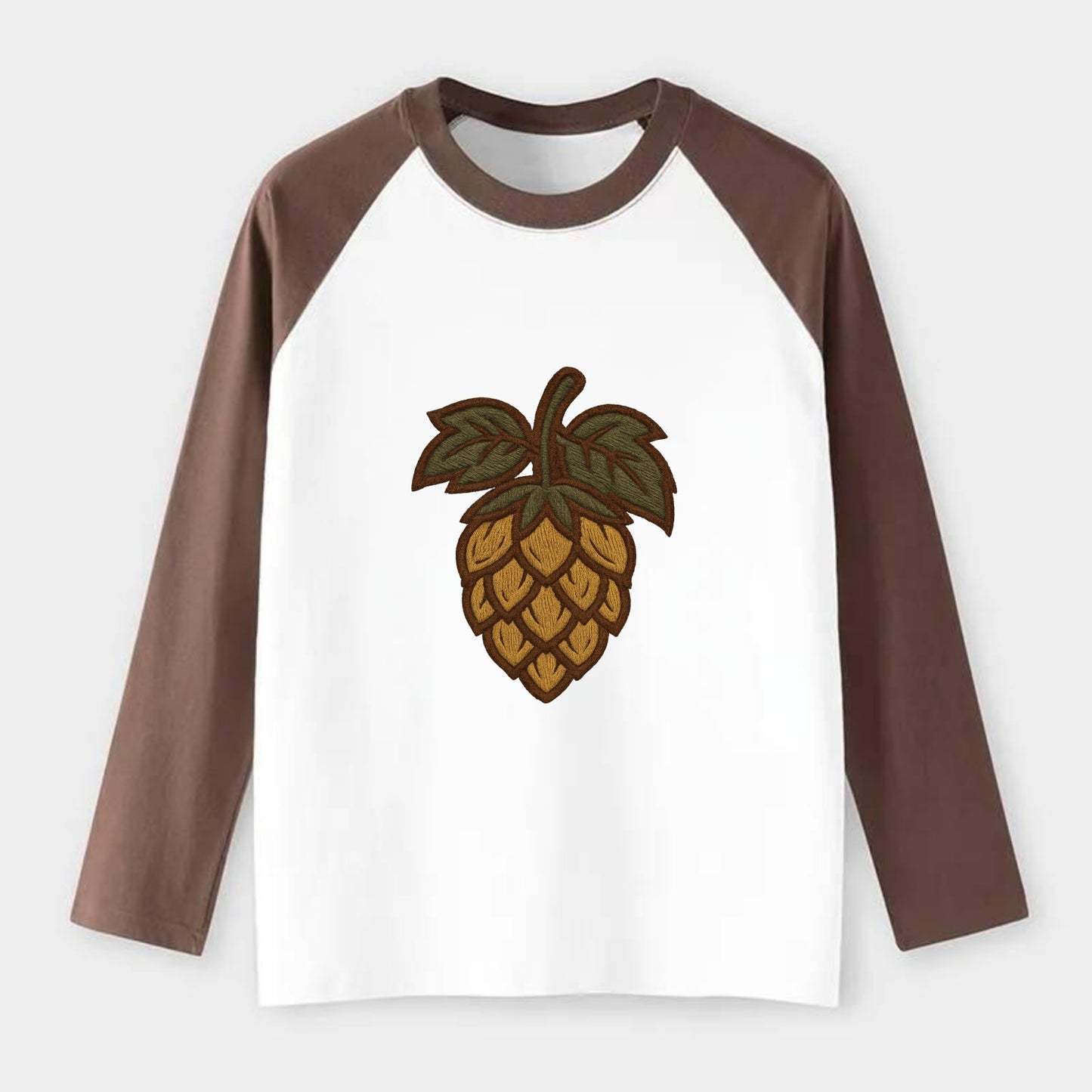 Hop Cone  - Raglan Long Sleeve T-Shirt - Coffee