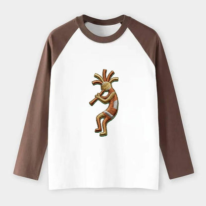 Kokopelli - Raglan Long Sleeve T-Shirt - Coffee