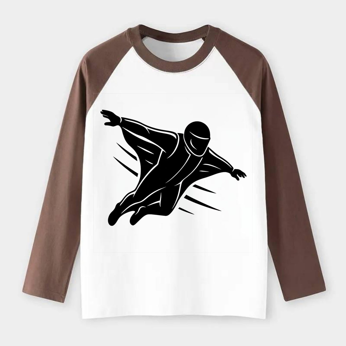 Wingsuit flyer gliding - Raglan Long Sleeve T-Shirt - Coffee