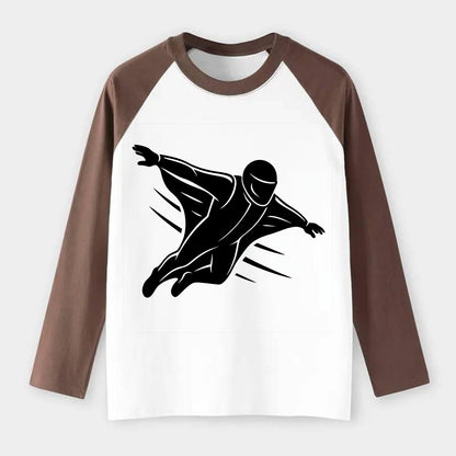 Wingsuit flyer gliding - Raglan Long Sleeve T-Shirt - Coffee
