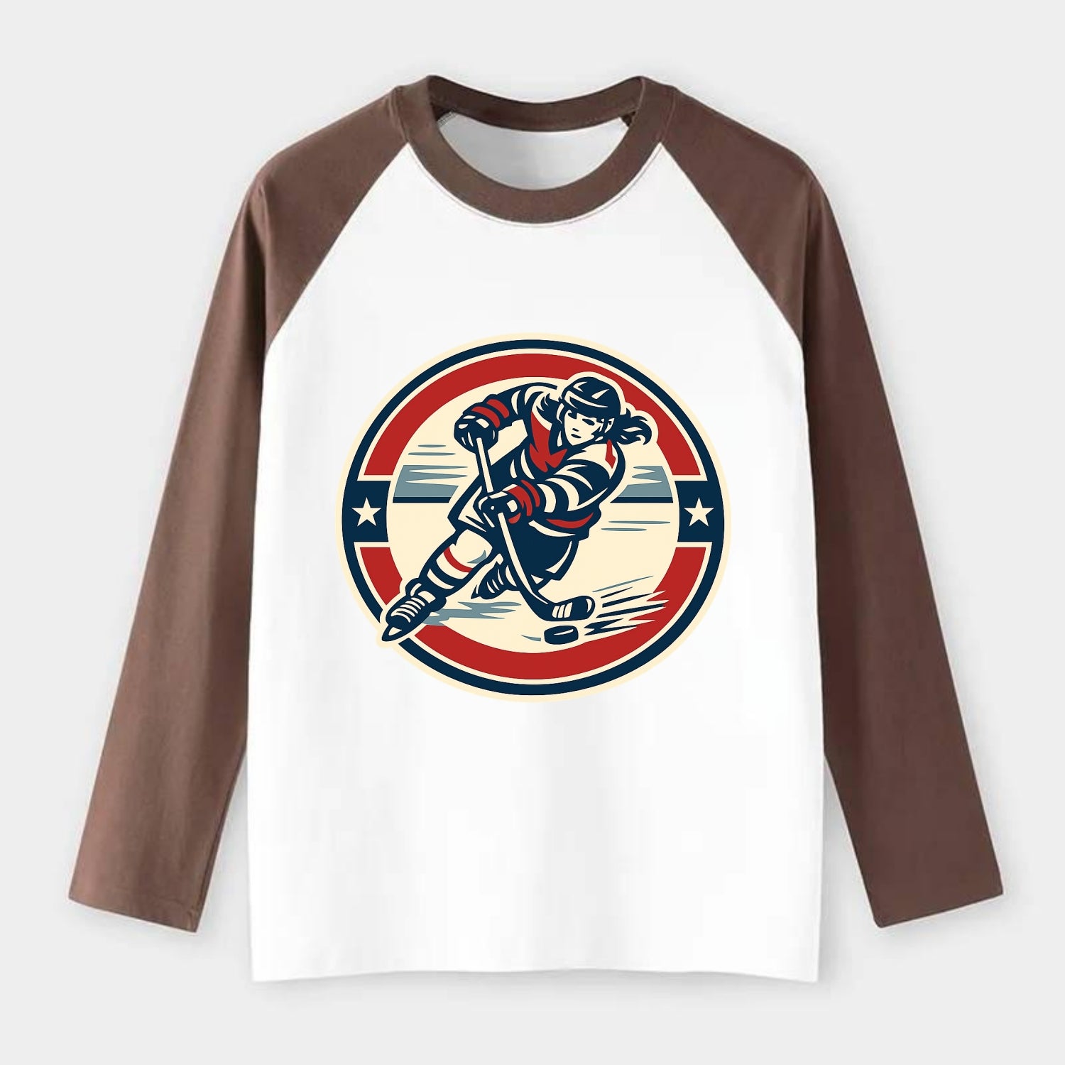 Fierce Ice Queen Emblem - Raglan Long Sleeve T-Shirt - Coffee
