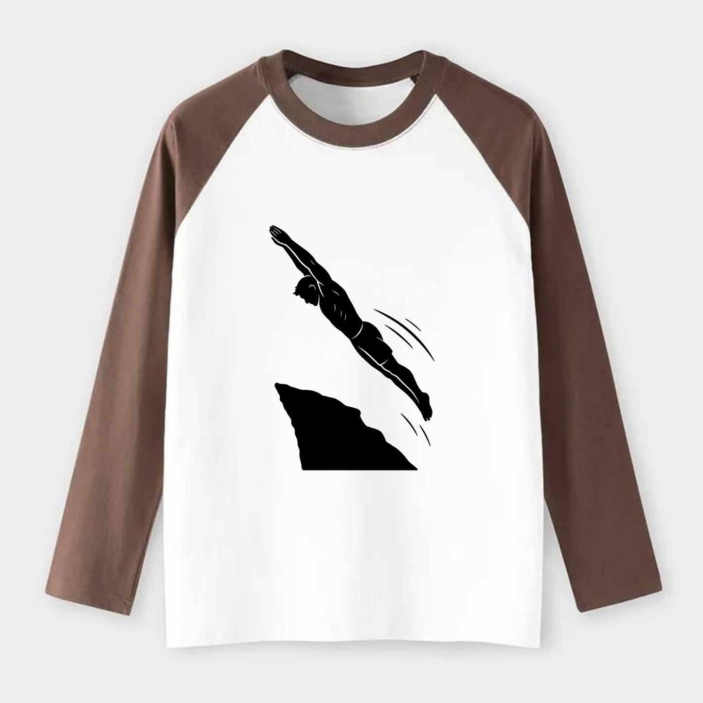 Cliff diver perfect form - Raglan Long Sleeve T-Shirt - Coffee