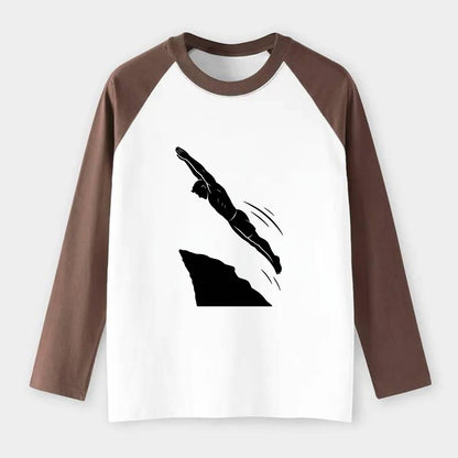 Cliff diver perfect form - Raglan Long Sleeve T-Shirt - Coffee