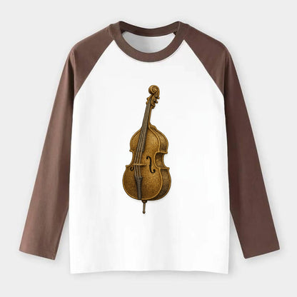 Acoustic Bass  - Raglan Long Sleeve T-Shirt - Coffee