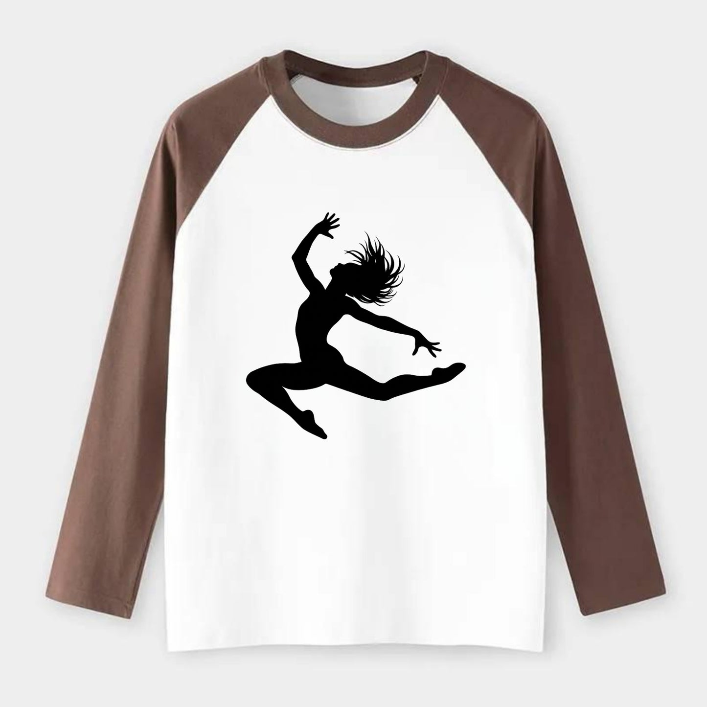 Contemporary dancer leap mid-air - Raglan Long Sleeve T-Shirt - Coffee