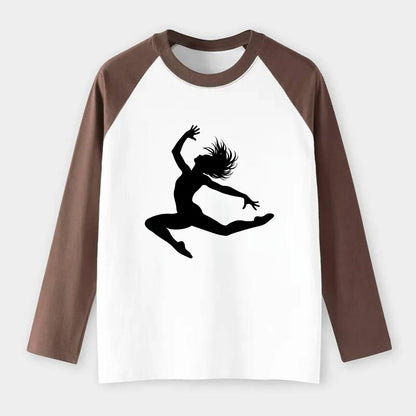 Contemporary dancer leap mid-air - Raglan Long Sleeve T-Shirt - Coffee