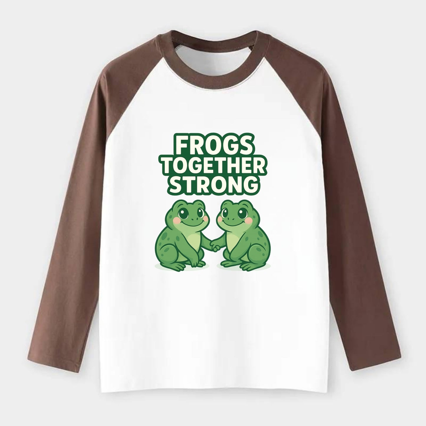 Frogs Together Strong 2 - Raglan Long Sleeve T-Shirt - Coffee
