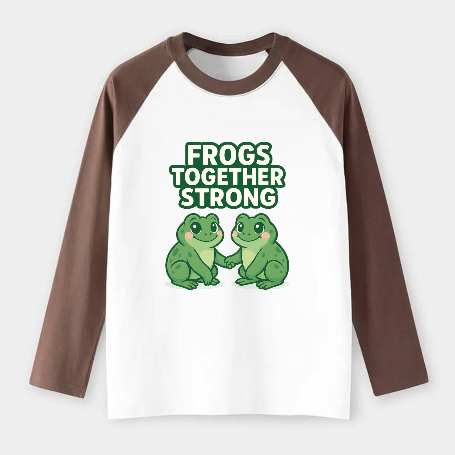 Frogs Together Strong 2 - Raglan Long Sleeve T-Shirt - Coffee