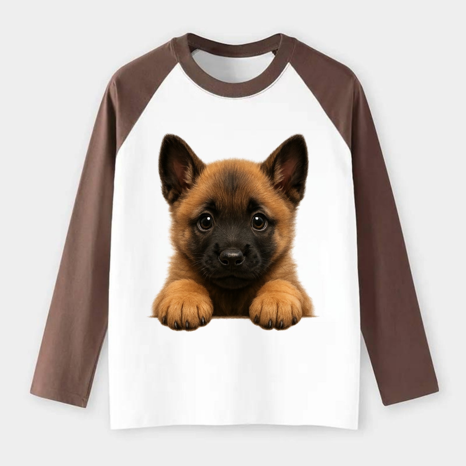 Belgian Malinois  - Raglan Long Sleeve T-Shirt - Coffee
