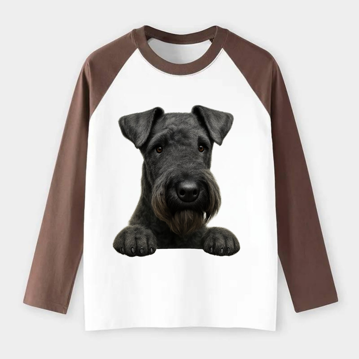 Kerry Blue Terrier  - Raglan Long Sleeve T-Shirt - Coffee