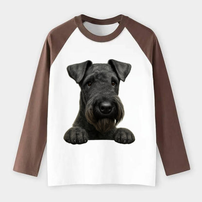 Kerry Blue Terrier  - Raglan Long Sleeve T-Shirt - Coffee