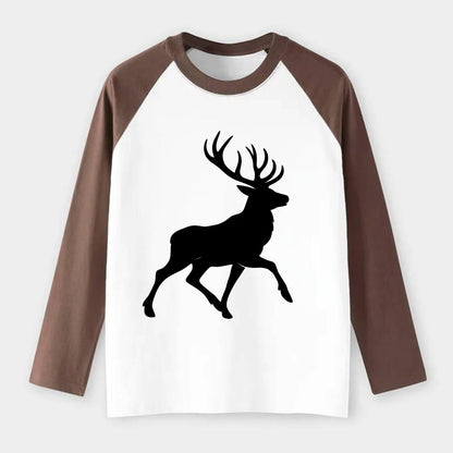 Deer with majestic antlers - Raglan Long Sleeve T-Shirt - Coffee