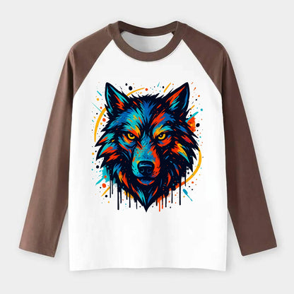 Alpha Wolf Leader  - Raglan Long Sleeve T-Shirt - Coffee