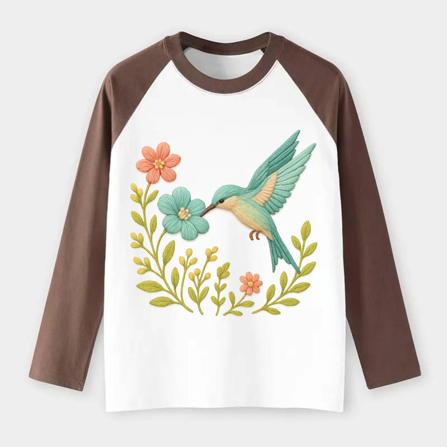 Mint Bee-Eater - Raglan Long Sleeve T-Shirt - Coffee