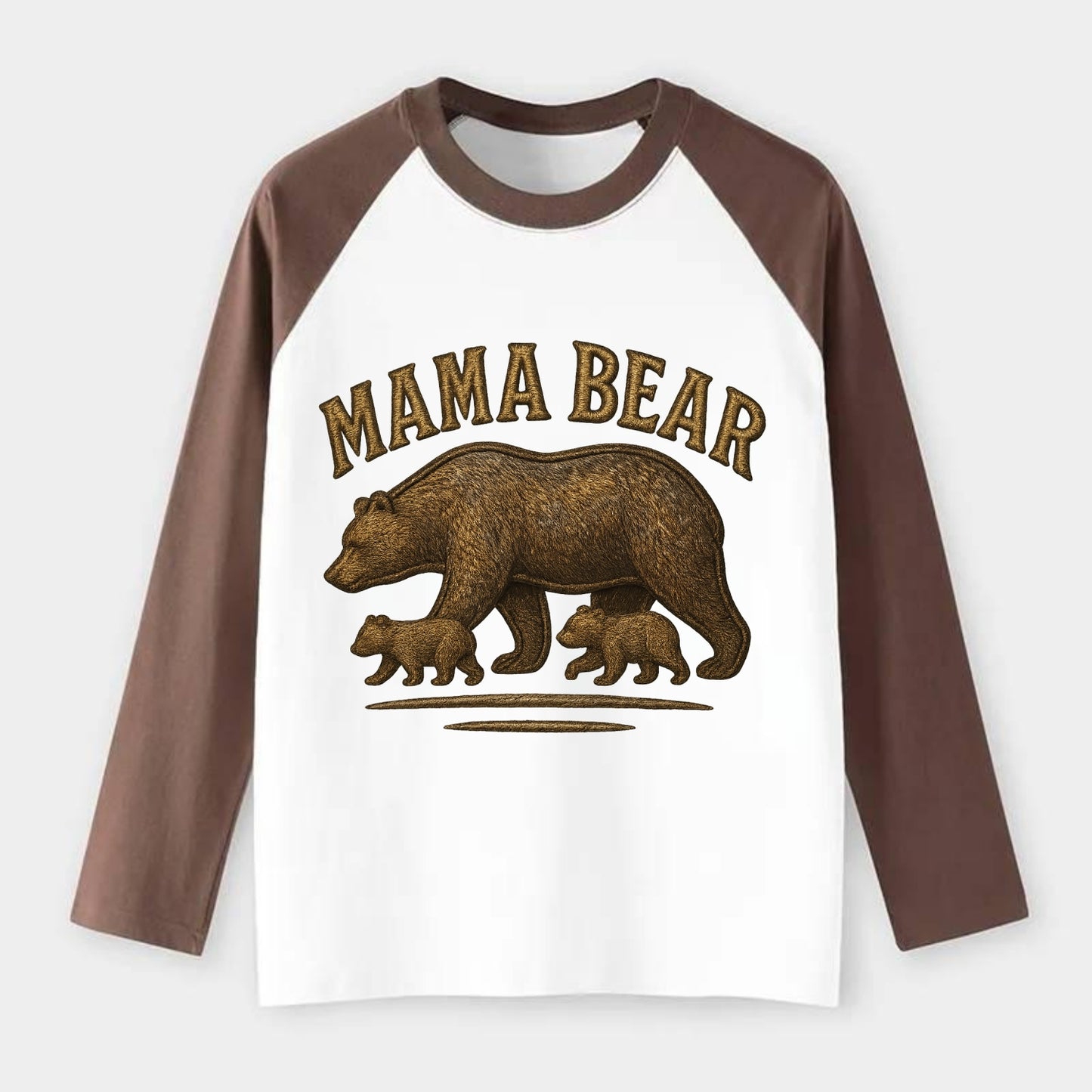Mama Bear  - Raglan Long Sleeve T-Shirt - Coffee