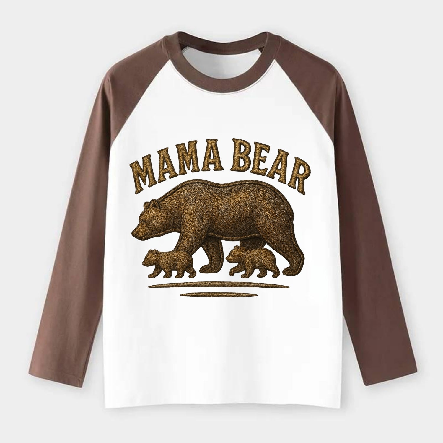 Mama Bear  - Raglan Long Sleeve T-Shirt - Coffee