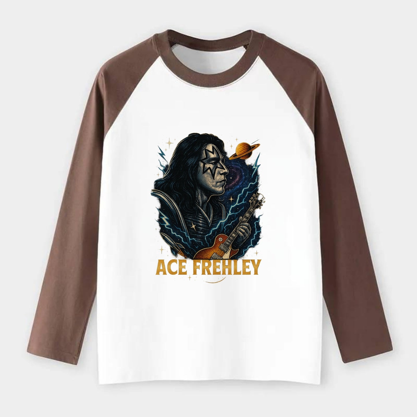 Icon Portrait - Raglan Long Sleeve T-Shirt - Coffee