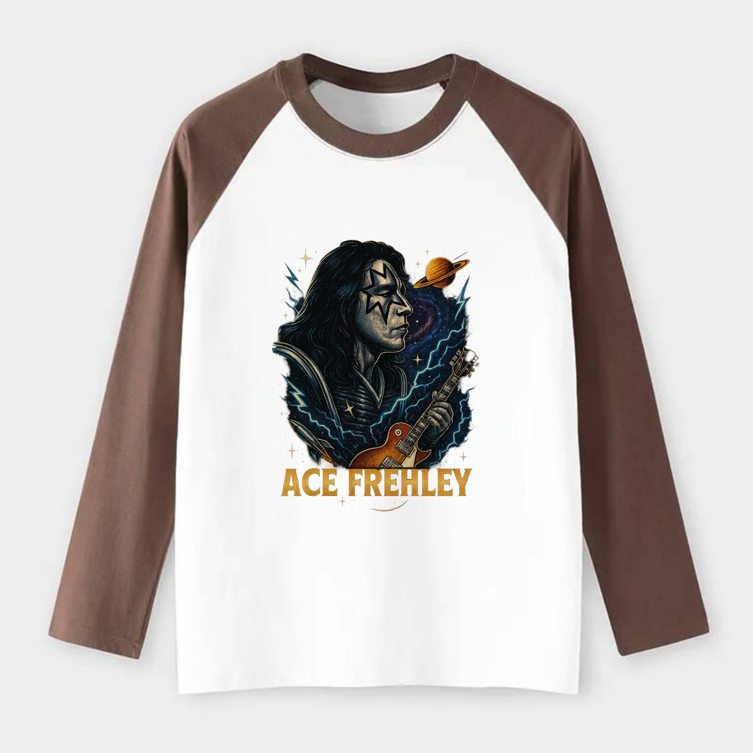 Icon Portrait - Raglan Long Sleeve T-Shirt - Coffee