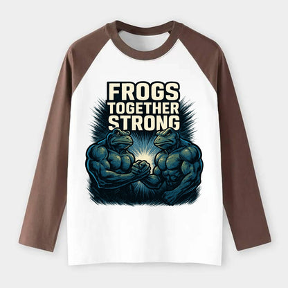 Frogs Together Strong 4 - Raglan Long Sleeve T-Shirt - Coffee