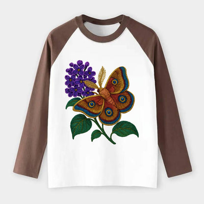 Polyphemus Moth - Raglan Long Sleeve T-Shirt - Coffee