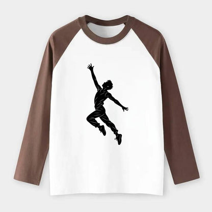 Modern dancer reaching skyward - Raglan Long Sleeve T-Shirt - Coffee