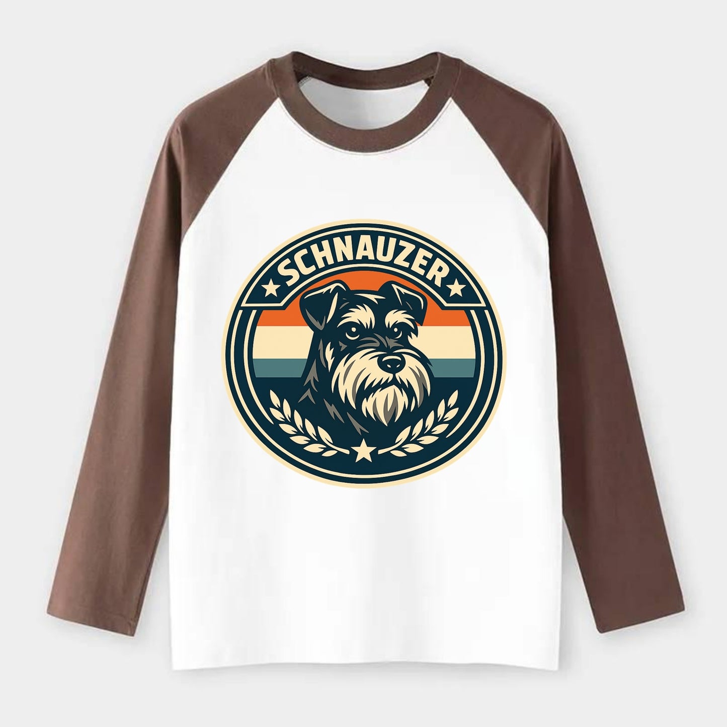 Noble Schnauzer Emblem - Raglan Long Sleeve T-Shirt - Coffee