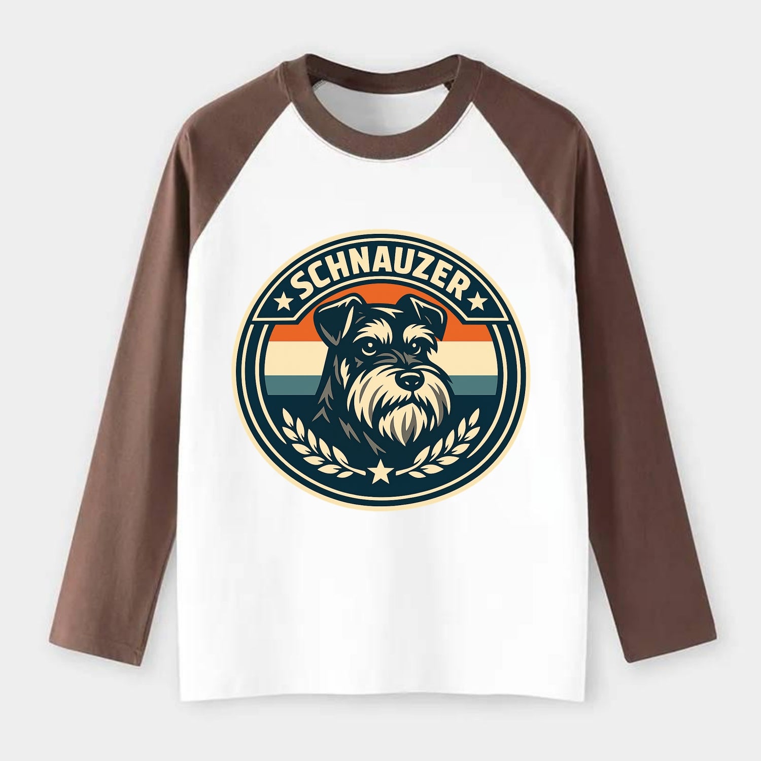 Noble Schnauzer Emblem - Raglan Long Sleeve T-Shirt - Coffee