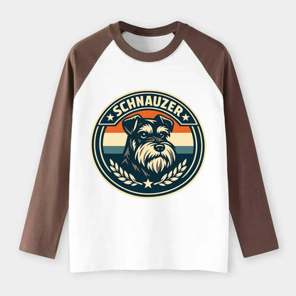 Noble Schnauzer Emblem - Raglan Long Sleeve T-Shirt - Coffee