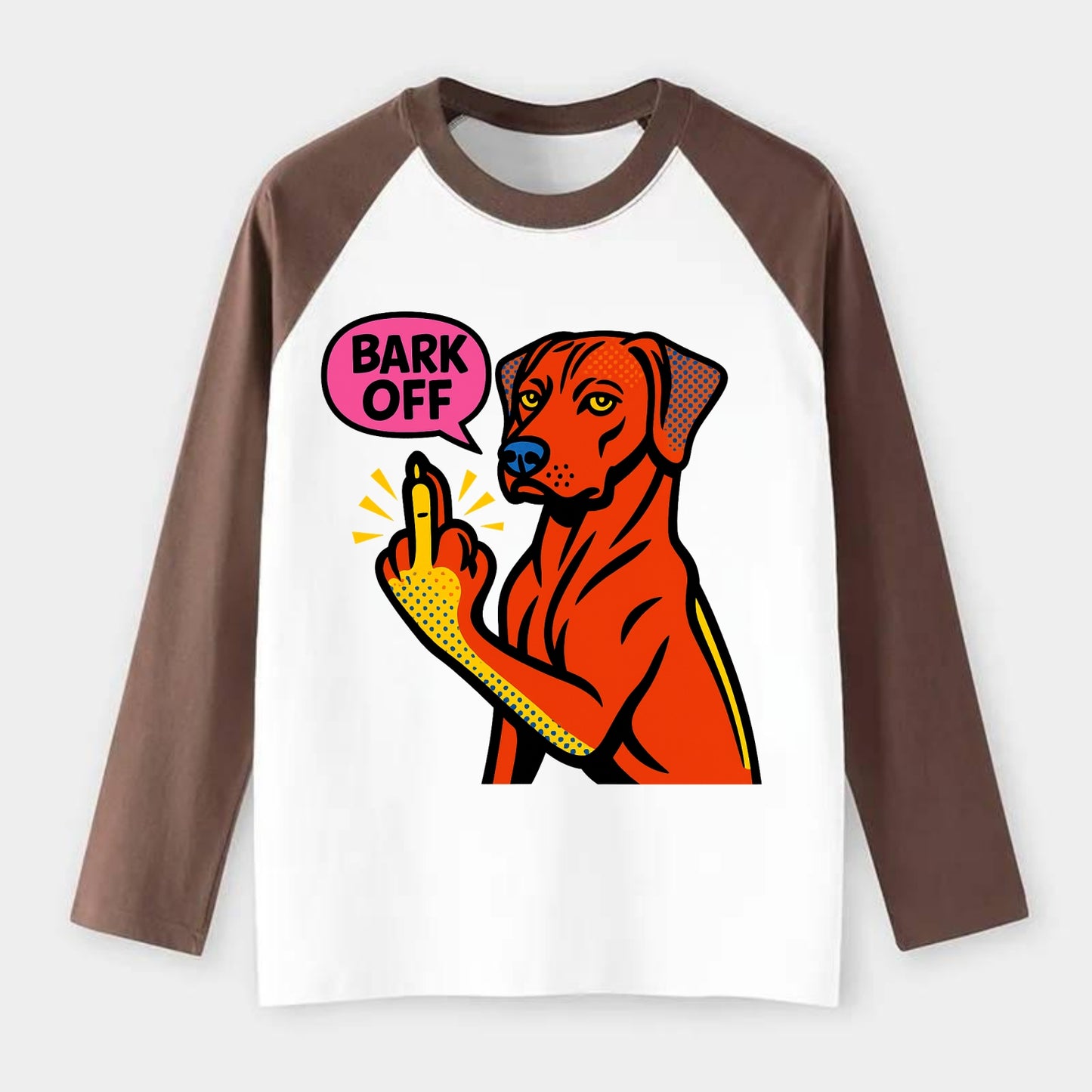 Rhodesian Ridgeback with distinctive ridge on back, athletic muscular - Raglan Long Sleeve T-Shirt - Coffee